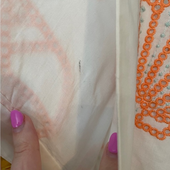 Maeve Embroidered Shell Midi Sundress - White and Orange - Picture 9 of 10